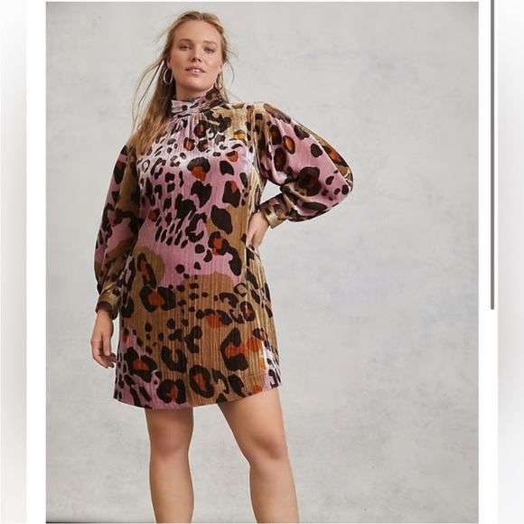 NWT Anthropologie Eleanor Velvet Long Sleeve Dress | Sz 14 - Picture 1 of 11